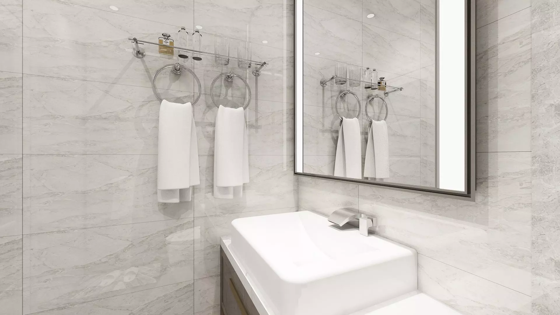 Bathroom with Shower and Toilet Fixtures 3D model_4