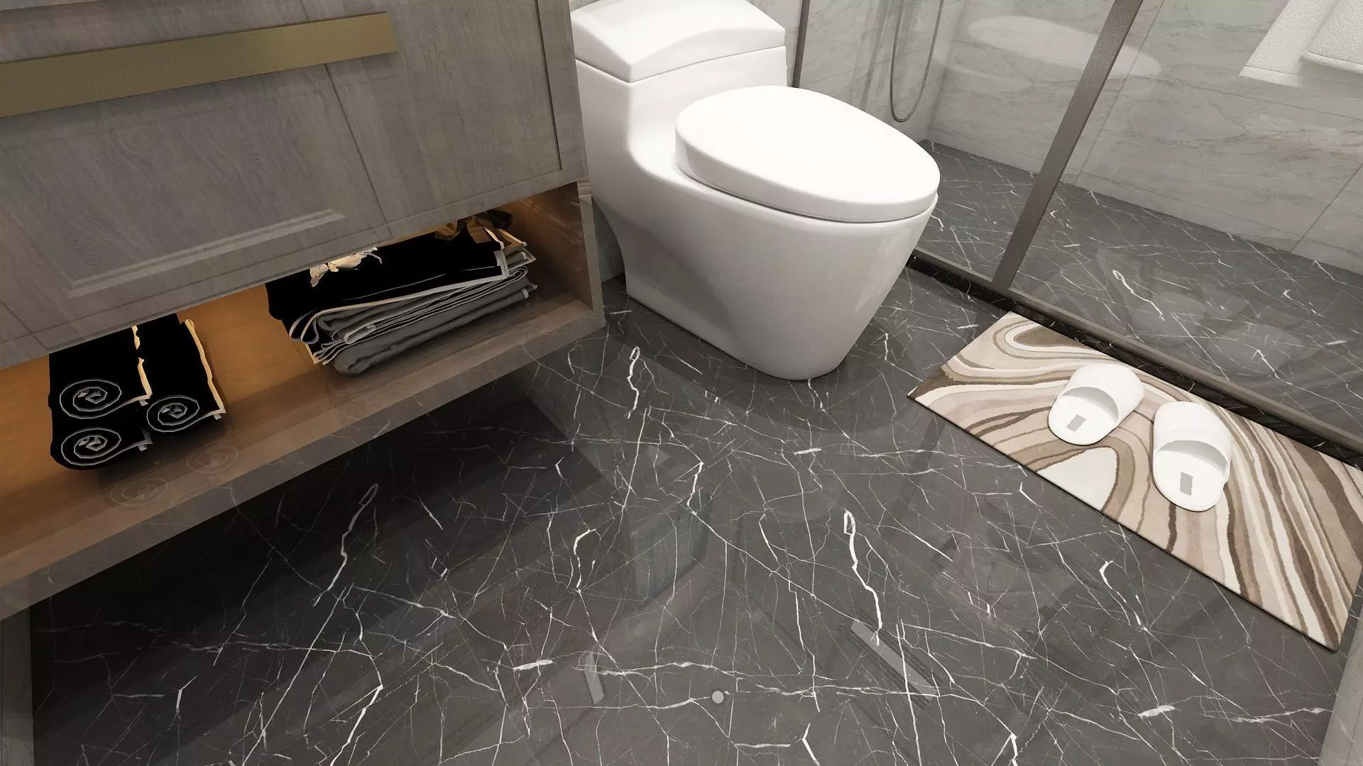 Bathroom with Shower and Toilet Fixtures 3D model_5