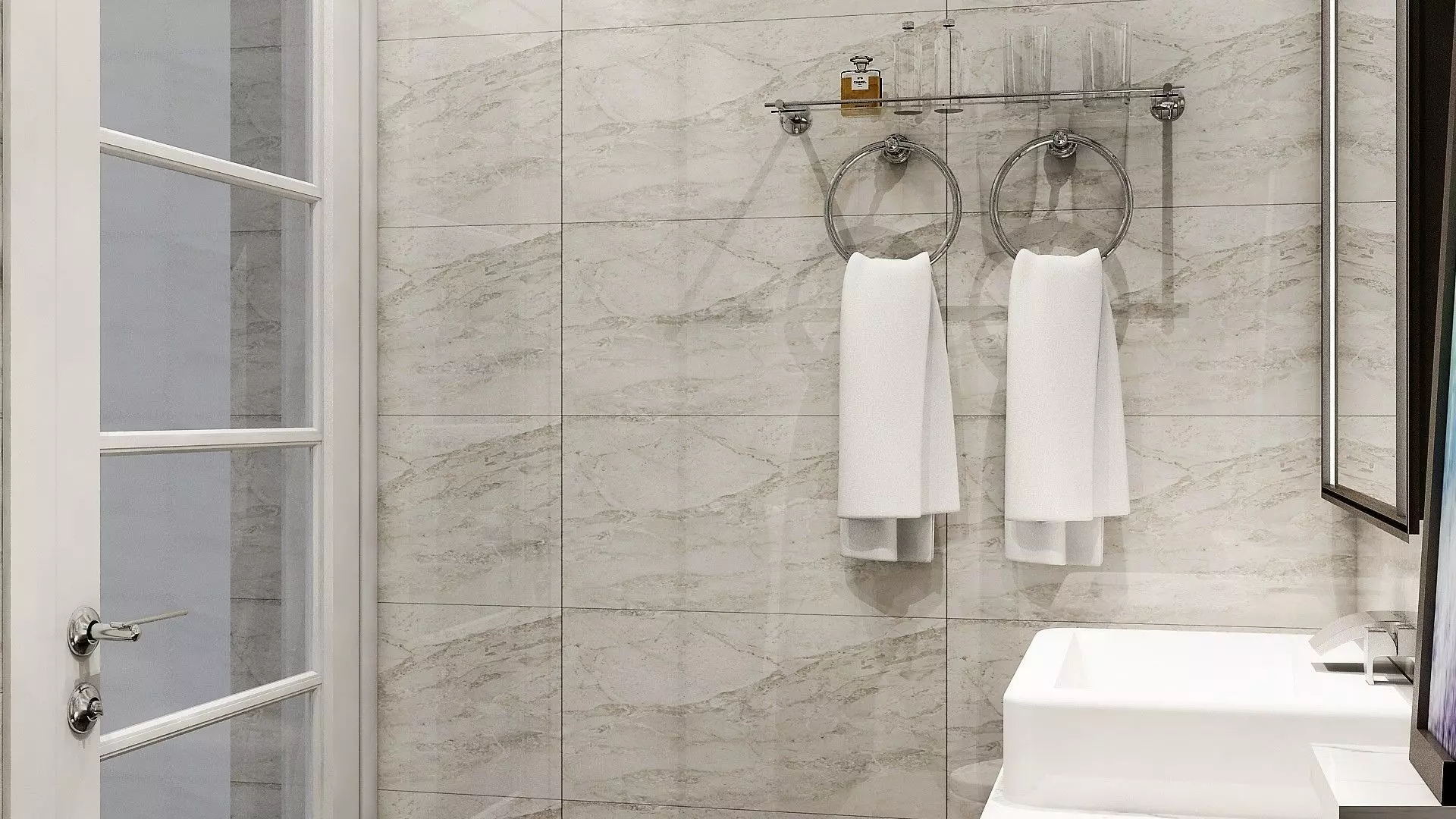 Bathroom with Shower and Toilet Fixtures 3D model_7