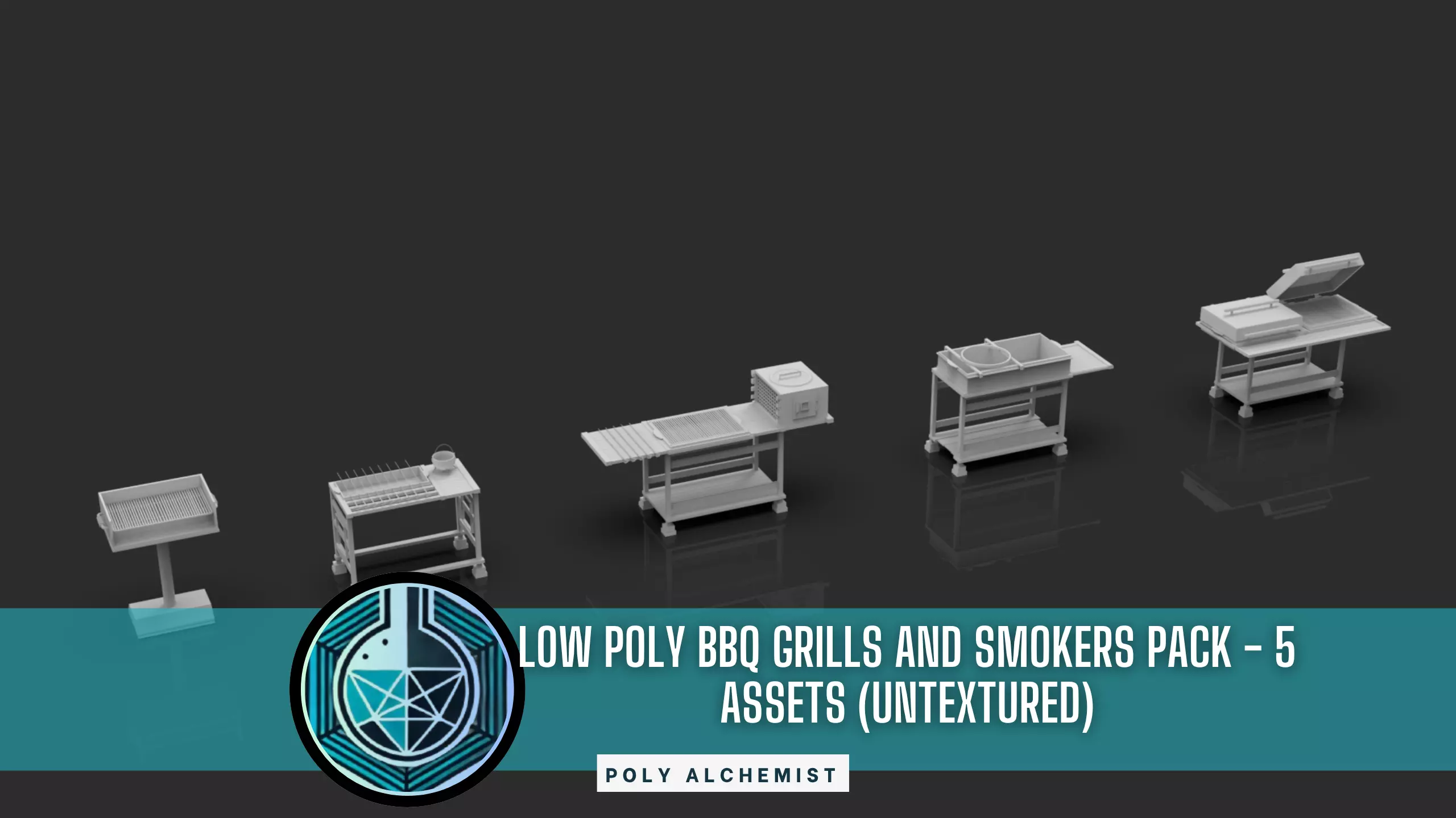 BBQ Grills And Smokers Pack - 5 Props - Untextured Low-poly 3D model