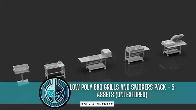 BBQ Grills And Smokers Pack - 5 Props - Untextured 