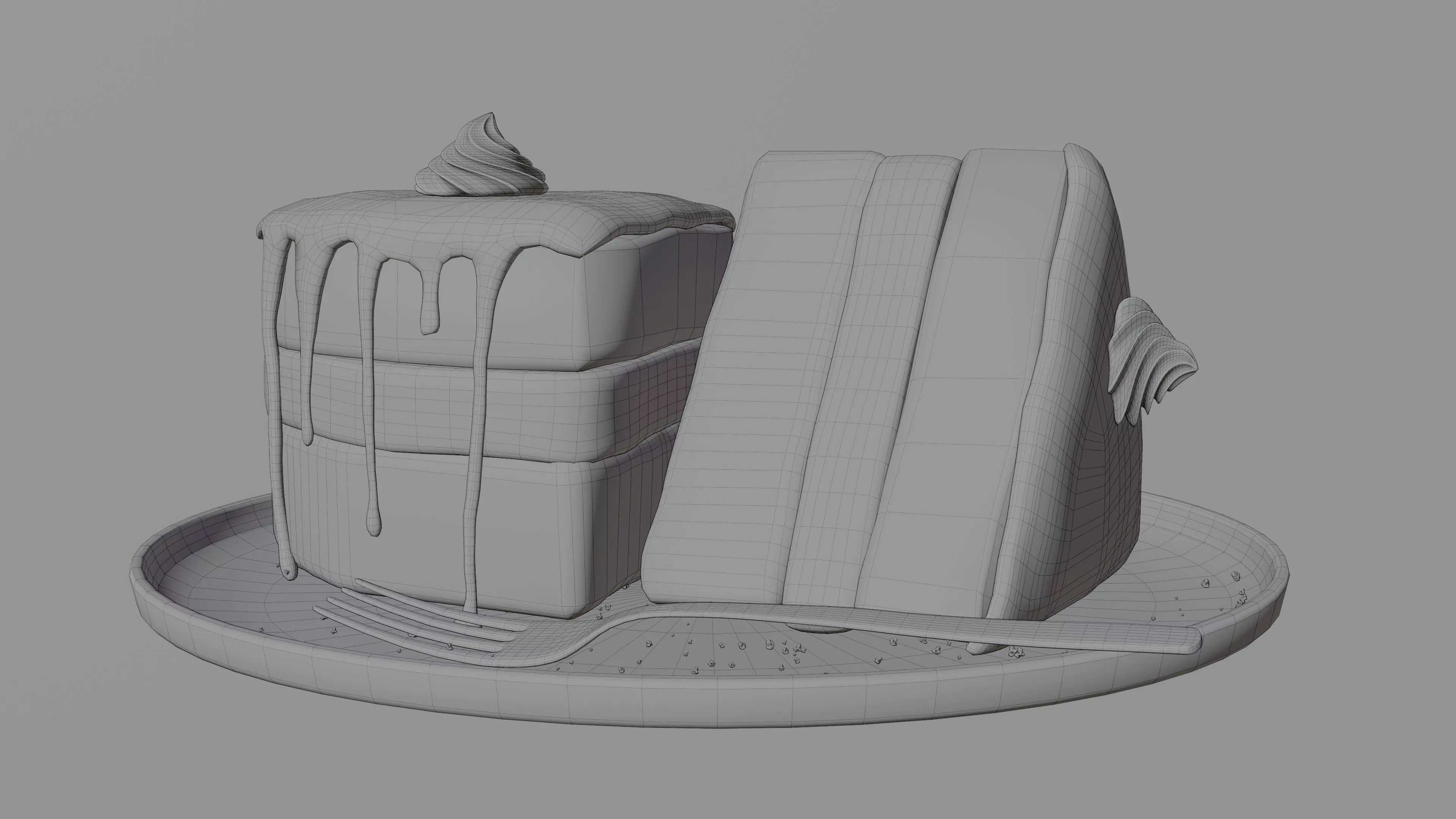 Chocolate Cake Low-poly 3D model_3