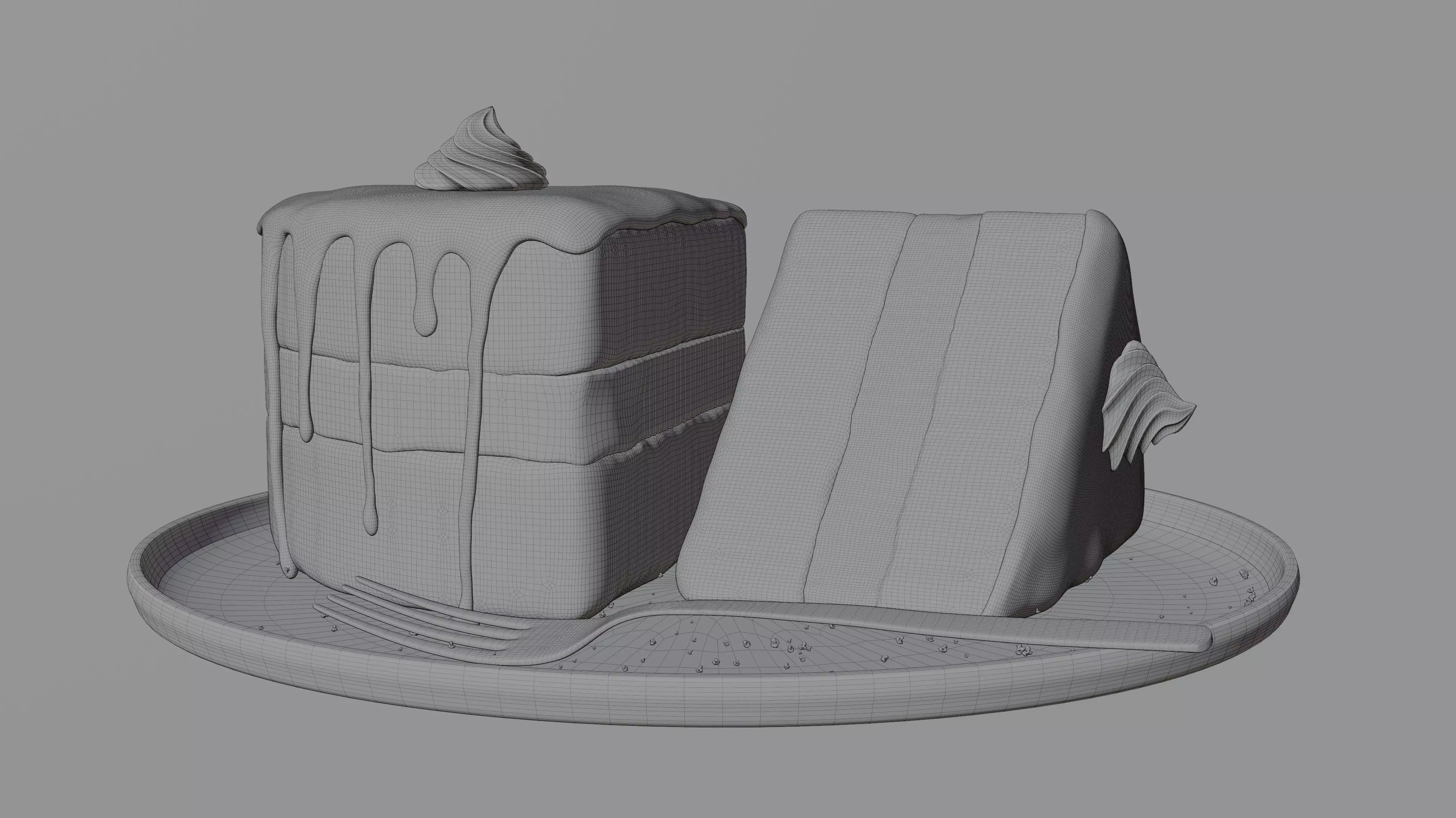 Chocolate Cake Low-poly 3D model_2