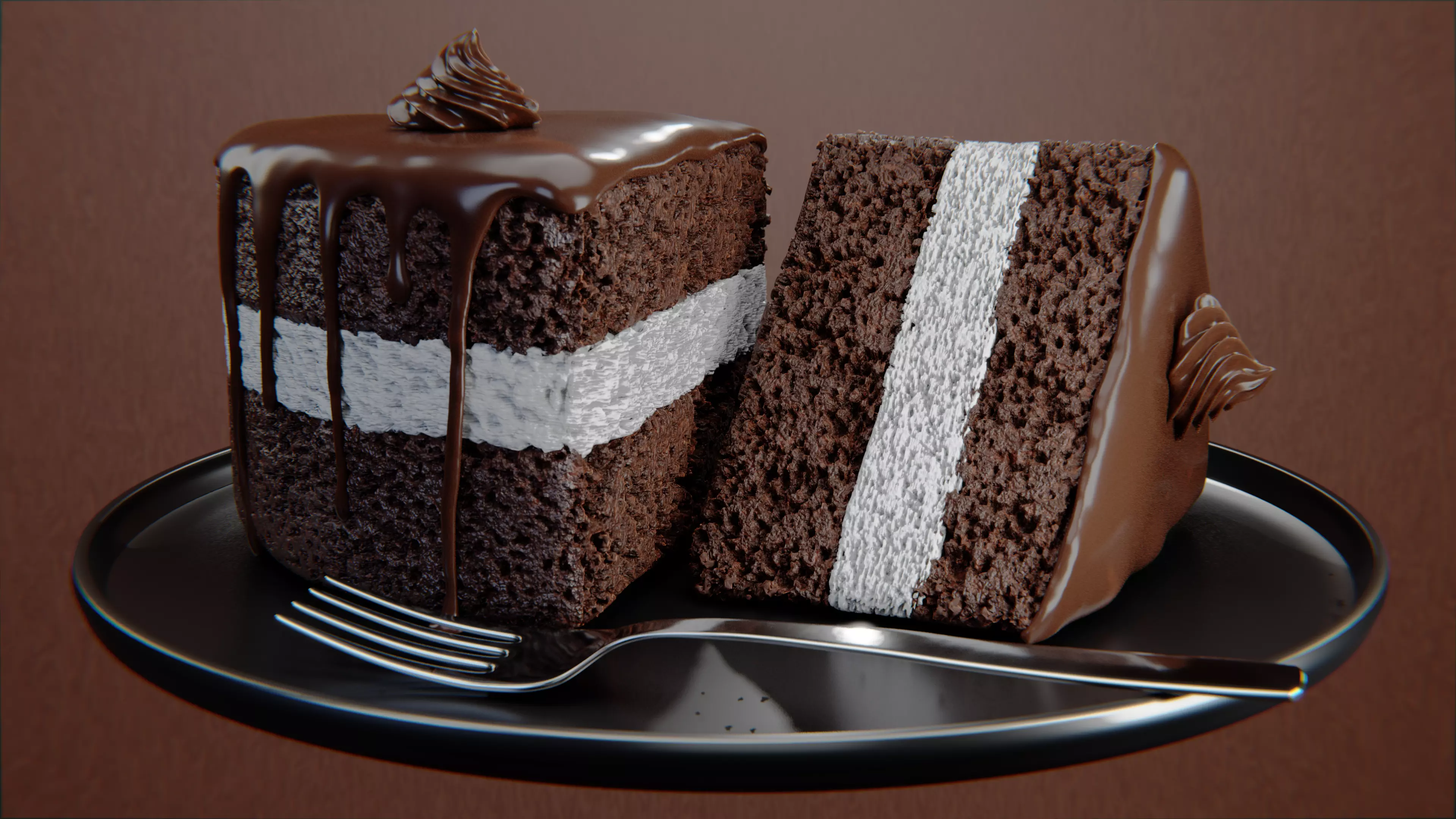 Chocolate Cake Low-poly 3D model_0