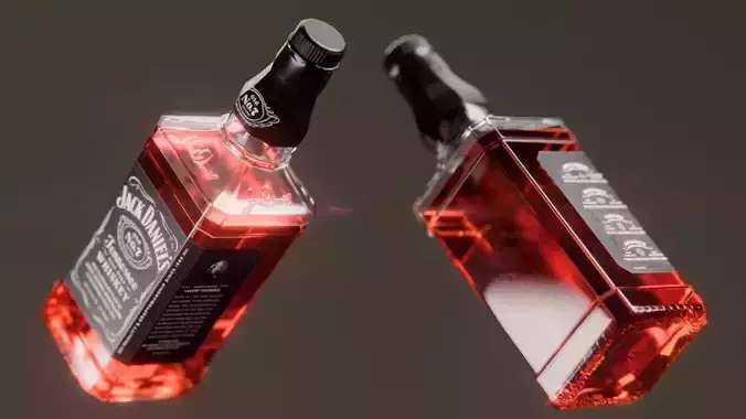 Whiskey Bottles and Glasses Low-poly 3D model 6