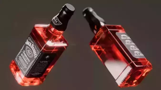 Whiskey Bottles and Glasses Low-poly 3D model 5