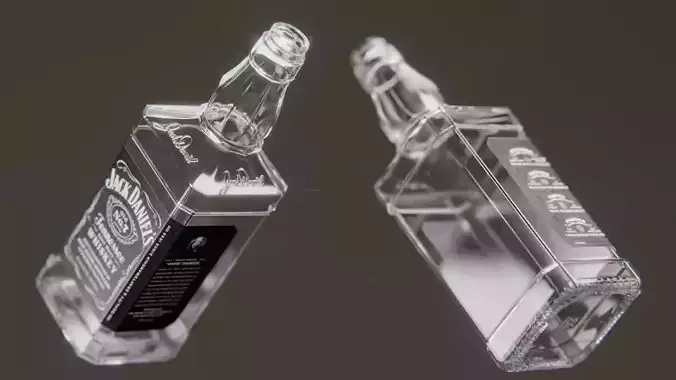 Whiskey Bottles and Glasses Low-poly 3D model 7