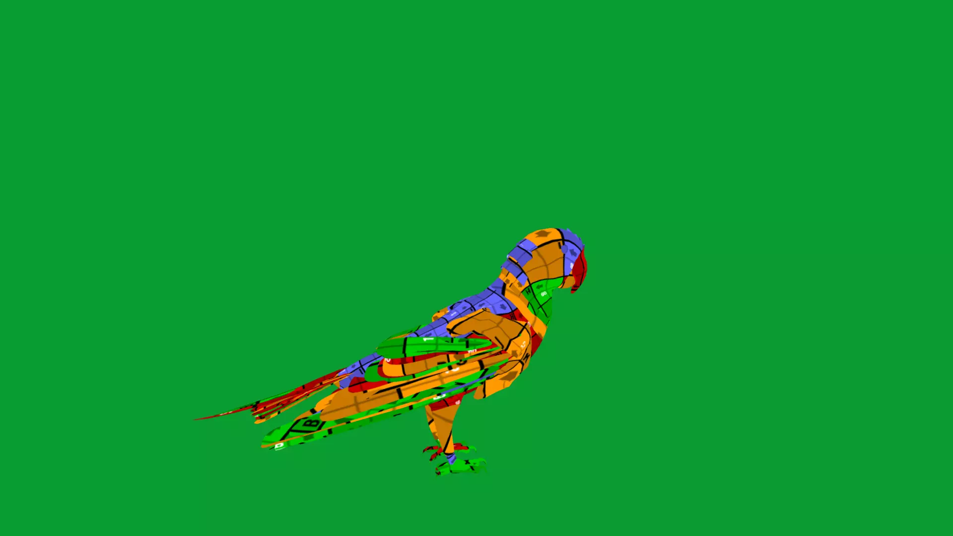 Yellow Crowned Amazon Parrot Bird Low-poly 3D model_33