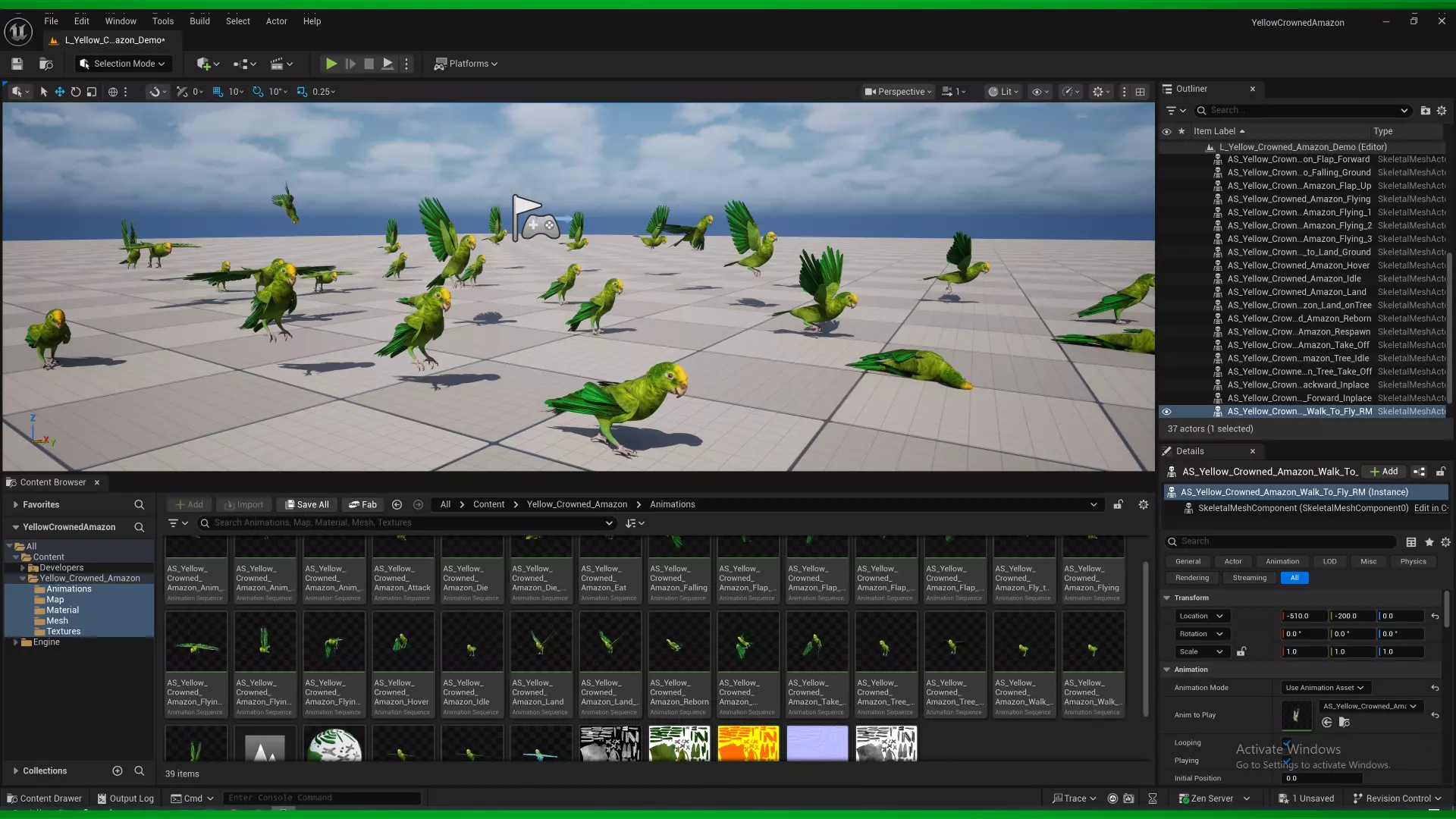 Yellow Crowned Amazon Parrot Bird Low-poly 3D model_2