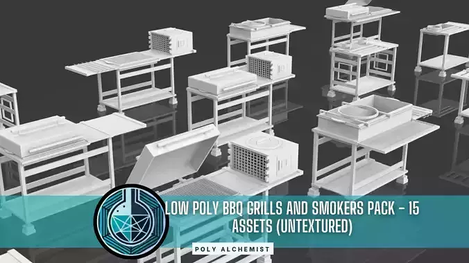 BBQ Grills And Smokers Pack - 15 Props - Untextured 