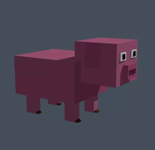 Cute Voxel Pig - Low Poly Blocky Farm Animal Low-poly 3D model_1