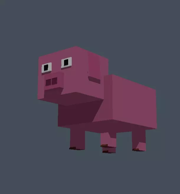 Cute Voxel Pig - Low Poly Blocky Farm Animal Low-poly 3D model_2