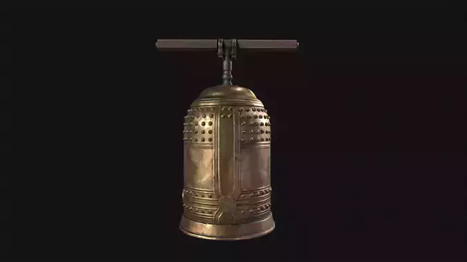 Ancient Bronze Temple Bell  Game Ready 3D Model