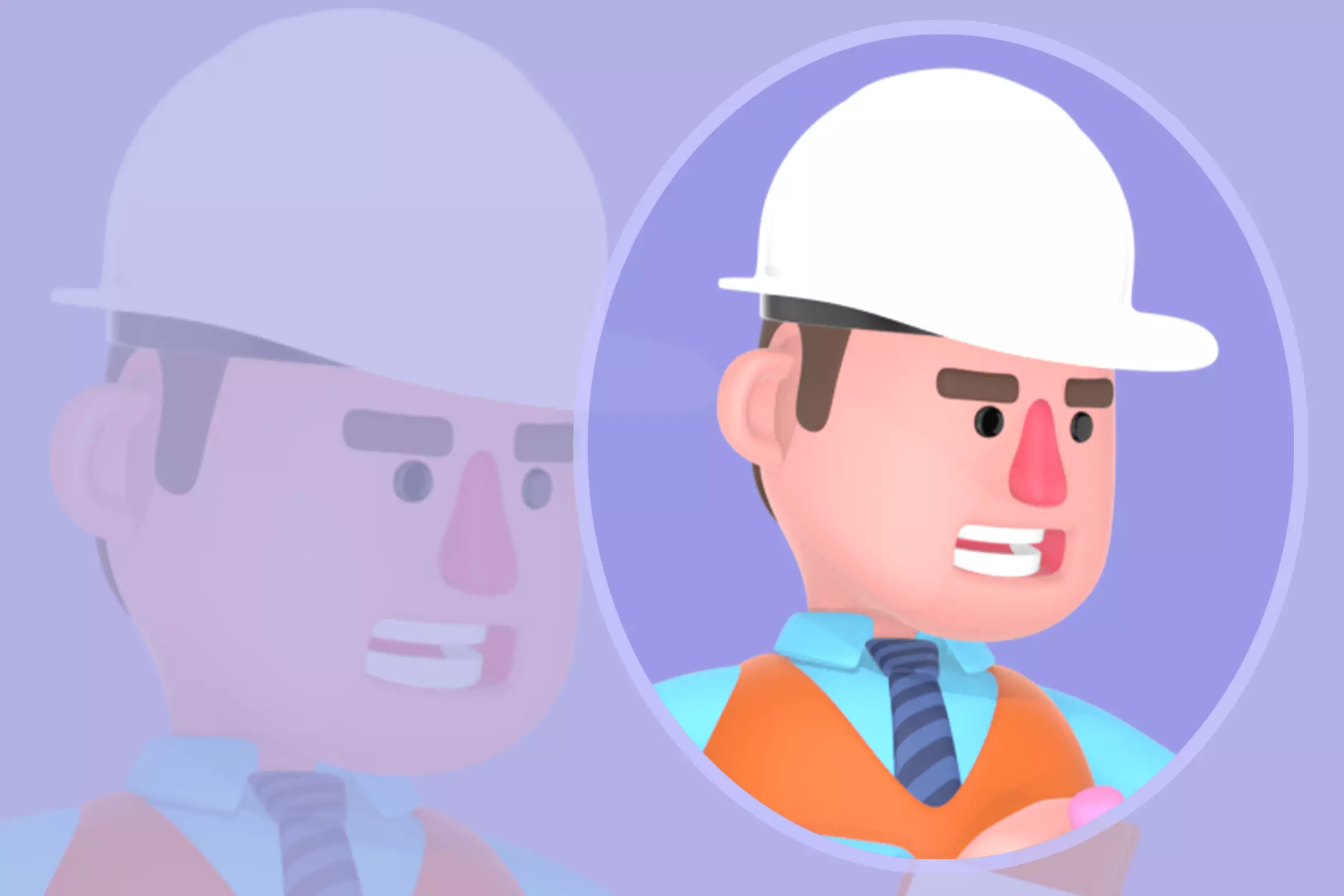 3D Cartoon Male Architect Character - Angry Inspection Pose 3D model