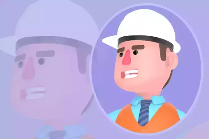 3D Cartoon Male Architect Character - Angry with Wrench