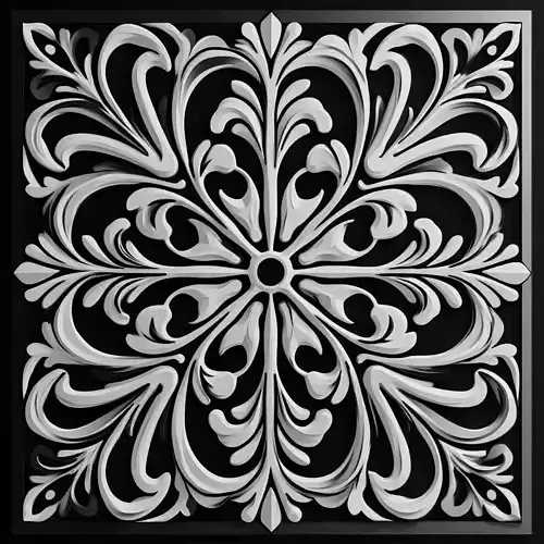 Baroque Floral Rosette Panel Relief