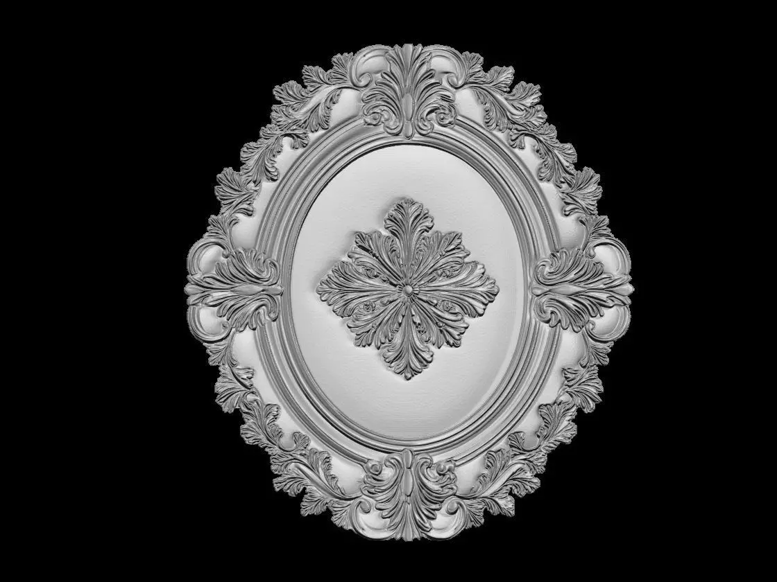 Baroque Oval Ceiling Medallion Relief 3D print model_1