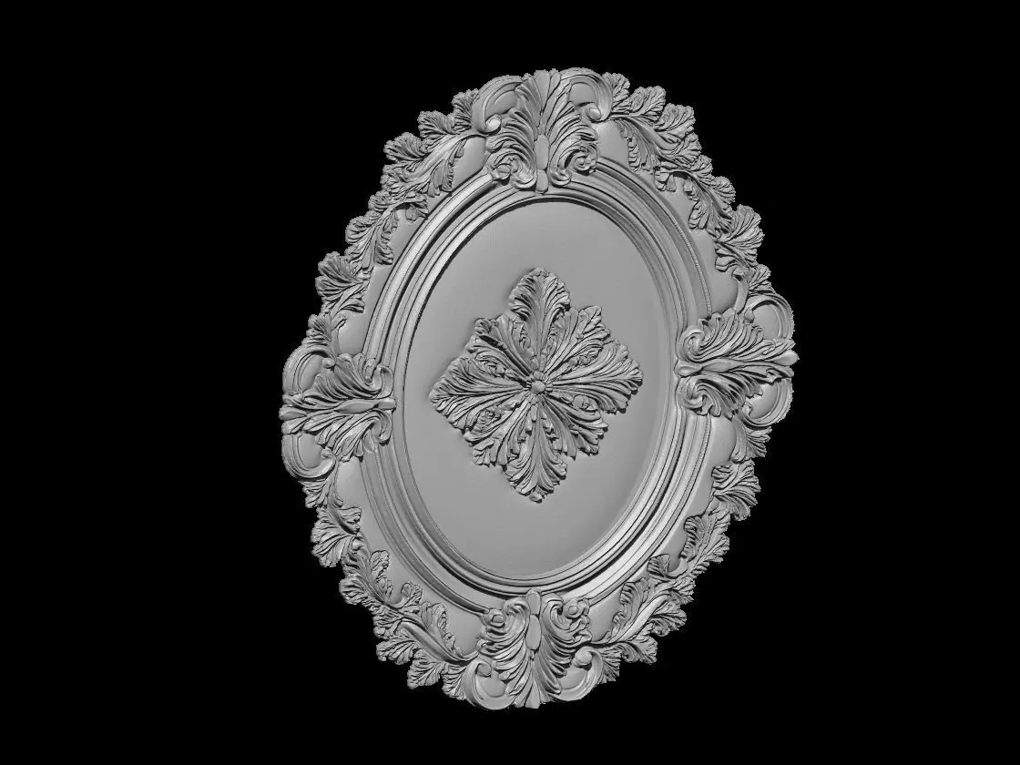Baroque Oval Ceiling Medallion Relief 3D print model_3