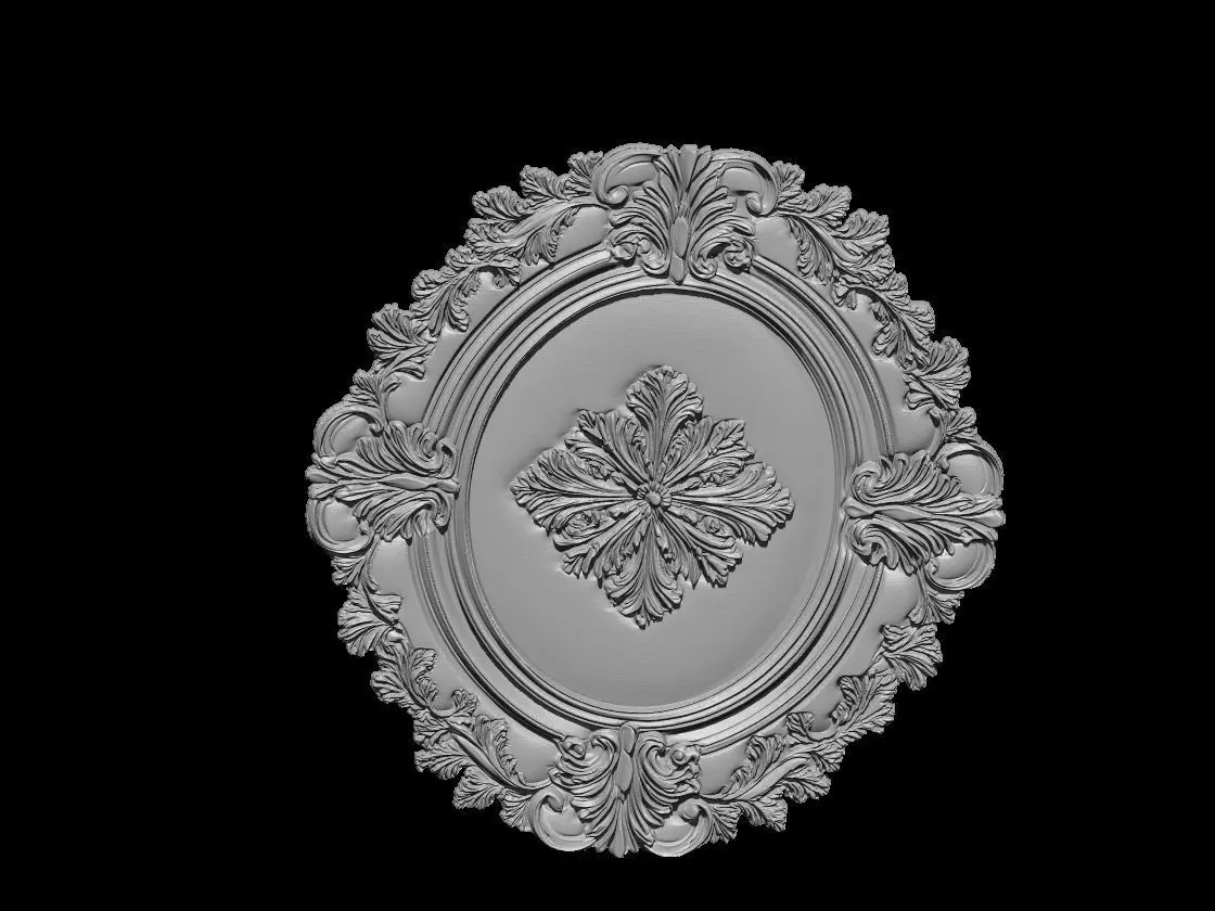 Baroque Oval Ceiling Medallion Relief 3D print model_5