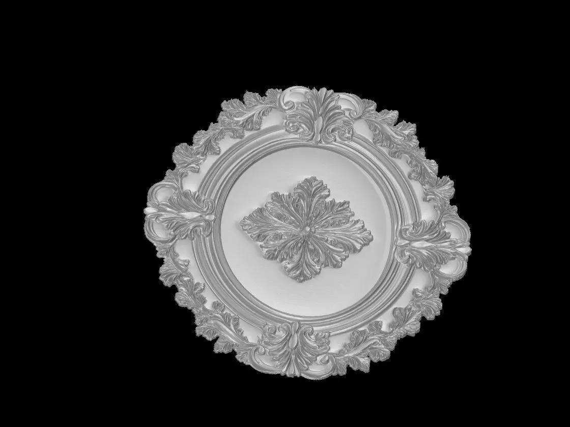 Baroque Oval Ceiling Medallion Relief 3D print model_4