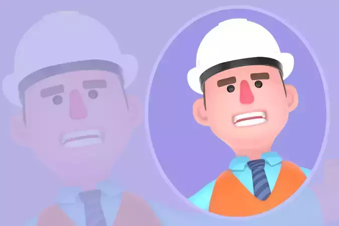 3D Cartoon Male Architect Character - Angry Frustrated Pose