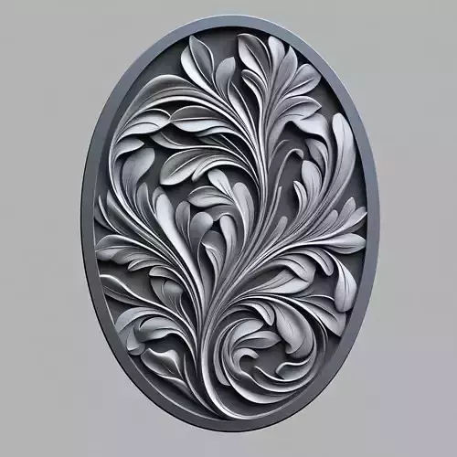 Baroque Acanthus Leaf Oval Panel Relief 