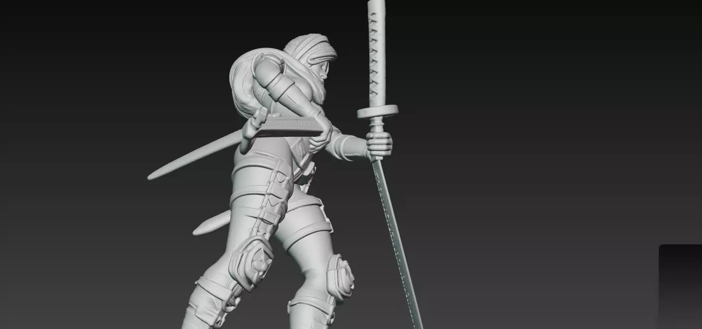 Kunoichi Warrior with Greatsword 3D print model_6