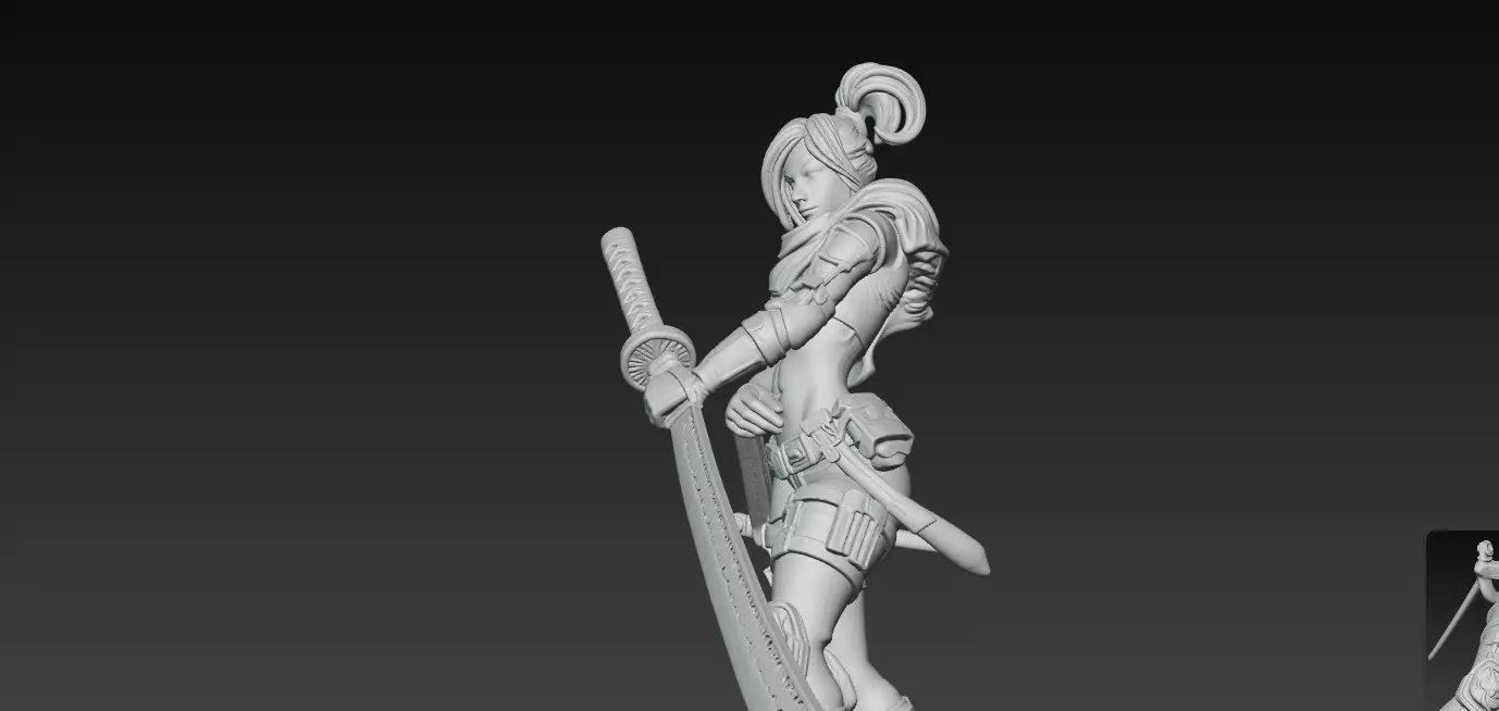 Kunoichi Warrior with Greatsword 3D print model_4