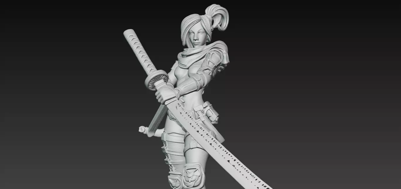 Kunoichi Warrior with Greatsword 3D print model_1