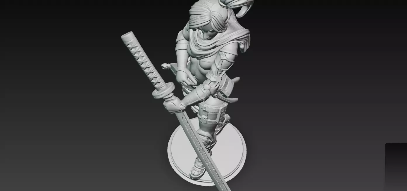 Kunoichi Warrior with Greatsword 3D print model_5