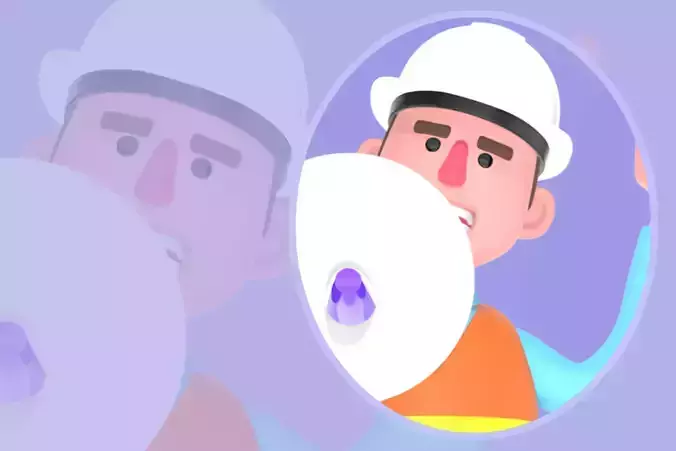 3D Cartoon Male Architect Character - Shouting with Megaphone
