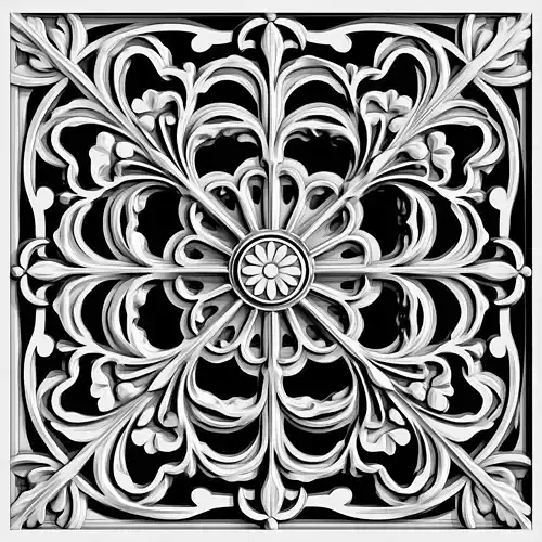  Baroque Floral Rosette Panel Relief 