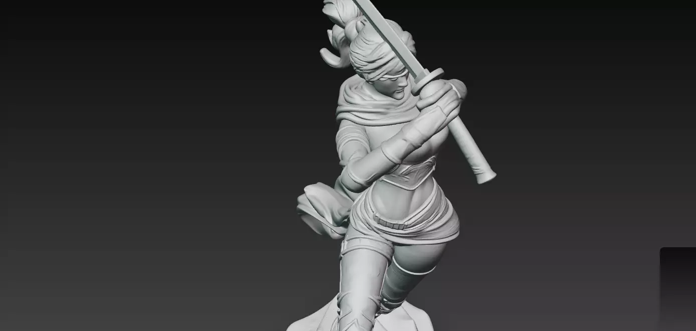 Kunoichi Warrior with Greatsword 3D print model_6