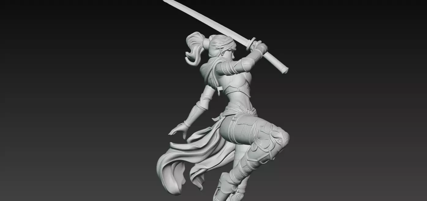 Kunoichi Warrior with Greatsword 3D print model_1