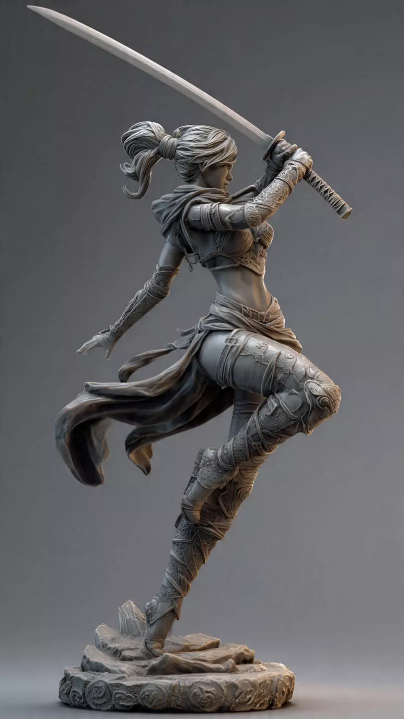 Kunoichi Warrior with Greatsword 3D print model_0