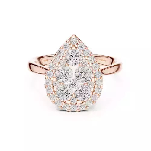 Pear Shape Round Halo Diamond Wedding Ring ALL SIZES STL Video 
