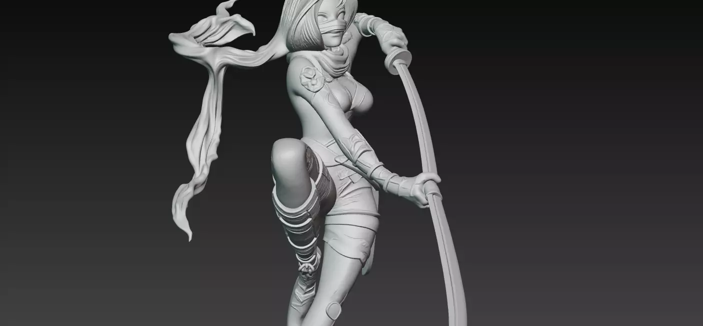 Kunoichi Warrior with Greatsword 3D print model_4