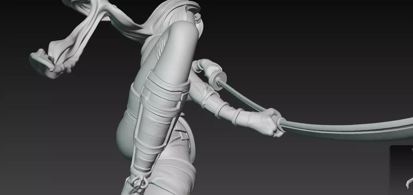 Kunoichi Warrior with Greatsword 3D print model_3