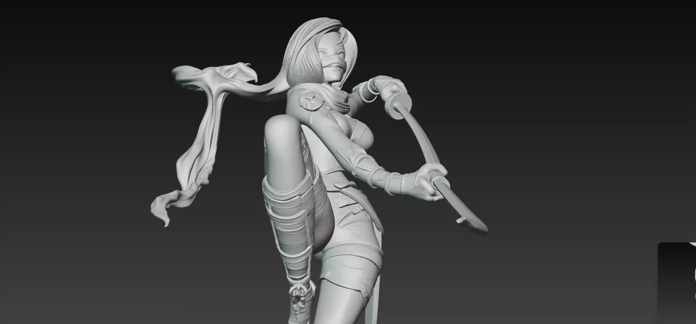 Kunoichi Warrior with Greatsword 3D print model_8