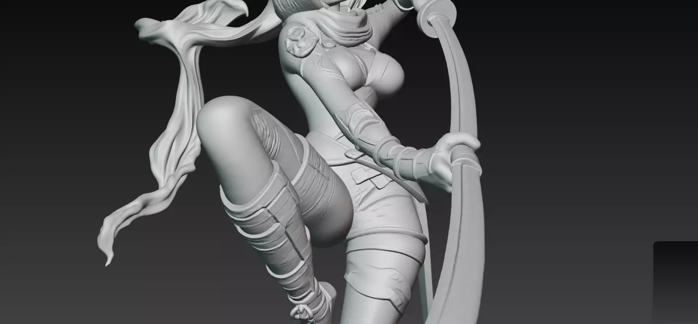 Kunoichi Warrior with Greatsword 3D print model_2