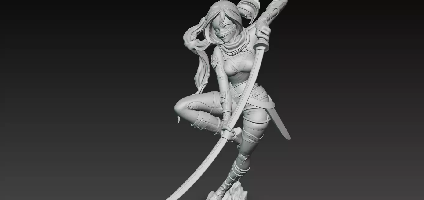 Kunoichi Warrior with Greatsword 3D print model_1