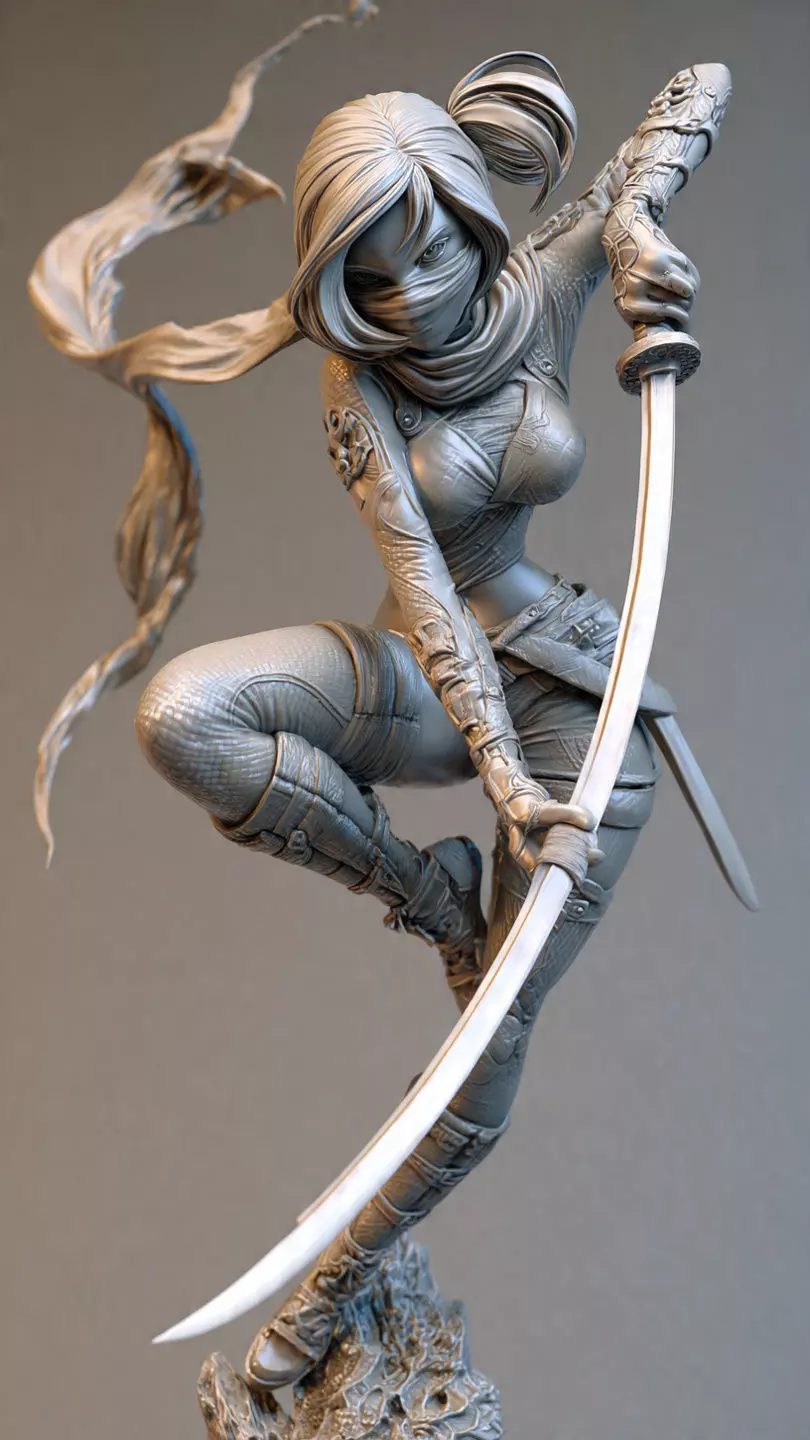 Kunoichi Warrior with Greatsword 3D print model_0