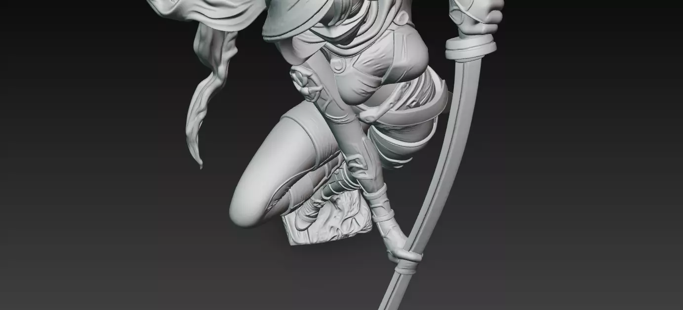 Kunoichi Warrior with Greatsword 3D print model_5