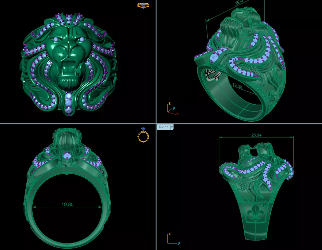 ring lion  3D print model_0