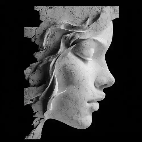 Cracked Stone Woman Sculpture