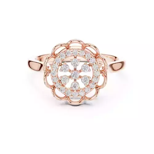 Round Diamond Flower Engagement Ring ALL SIZES STL Video