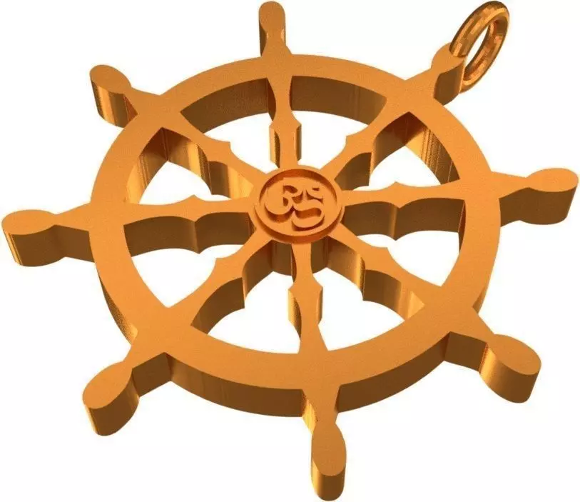 Dharmachakra Pendant 3D print model_0