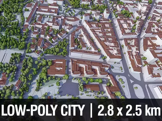 Warsaw City Center Low-poly 3D model