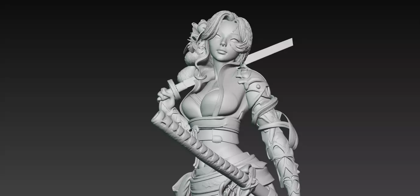 Kunoichi Warrior with Greatsword 3D print model_1