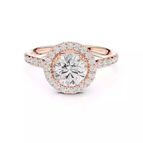 1CT Round Cut Halo Diamond Engagement Ring ALL SIZES STL Video